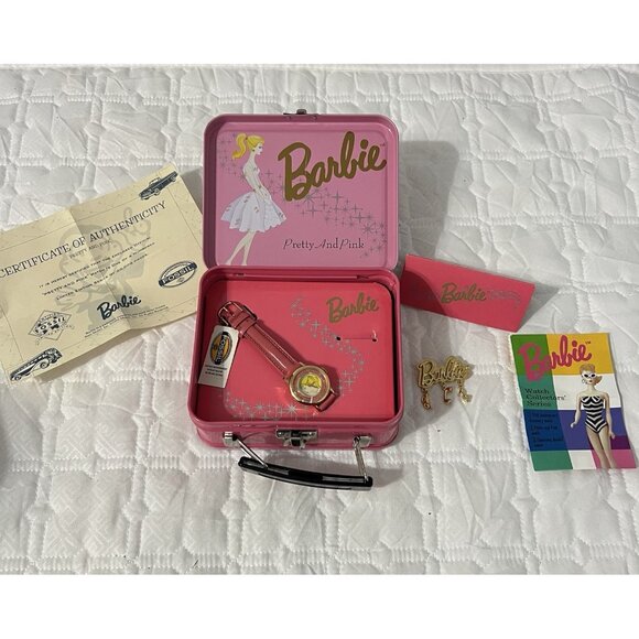 FAO Schwarz Barbie Watch Lot Limited Edition Silver Screen Pretty And Pink Annv - Picture 11 of 16